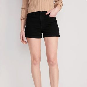 High-Waisted Wow Black-Wash Jean Shorts